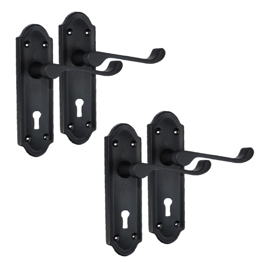 Askworth Door Handle Set – Matt Black Internal Lock Door Handles 170mm x 48mm