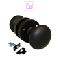 Matt Black Round Door Knob Set Including Tubular Latch - Modern Victorian Style1
