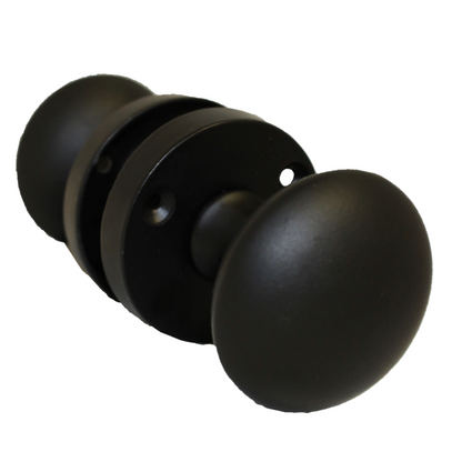 Matt Black Round Door Knob Set Including Tubular Latch - Modern Victorian Style1