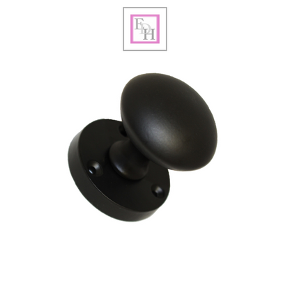 Matt Black Round Door Knob Set Including Tubular Latch - Modern Victorian Style1