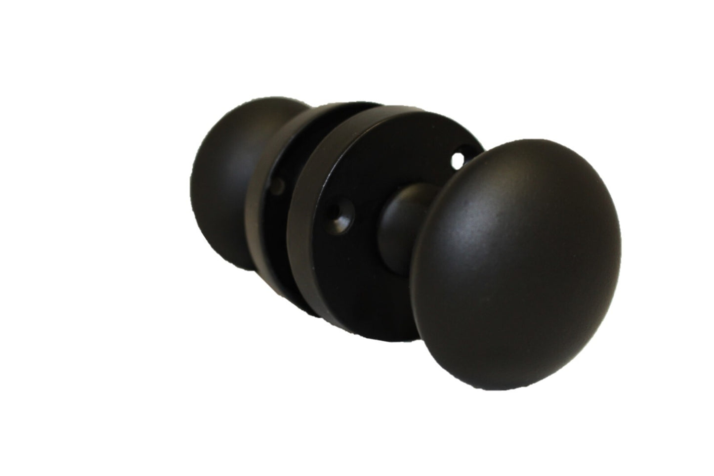 Matt Black Round Door Knob Set Including Tubular Latch - Modern Victorian Style1