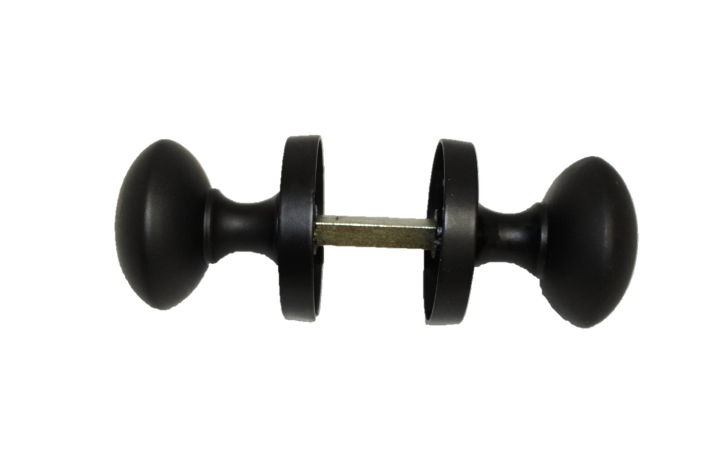 Matt Black Round Door Knob Set Including Tubular Latch - Modern Victorian Style1