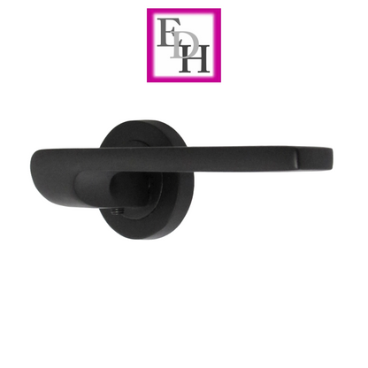 Modern Matt Black Door Handles Internal - Uno-2 Lever Latch On Rose