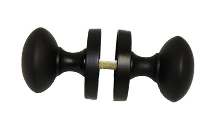 Matt Black Round Door Knob Set Including Tubular Latch - Modern Victorian Style4