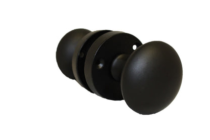 Matt Black Round Door Knob Set Including Tubular Latch - Modern Victorian Style4
