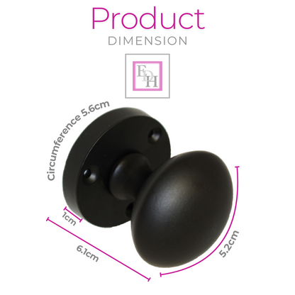 Matt Black Round Door Knob Set Including Tubular Latch - Modern Victorian Style4