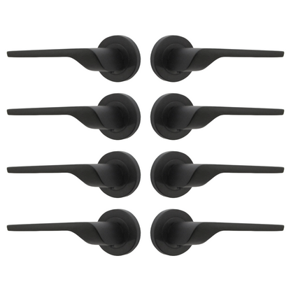 Modern Matt Black Door Handles Internal - Uno-2 Lever Latch On Rose