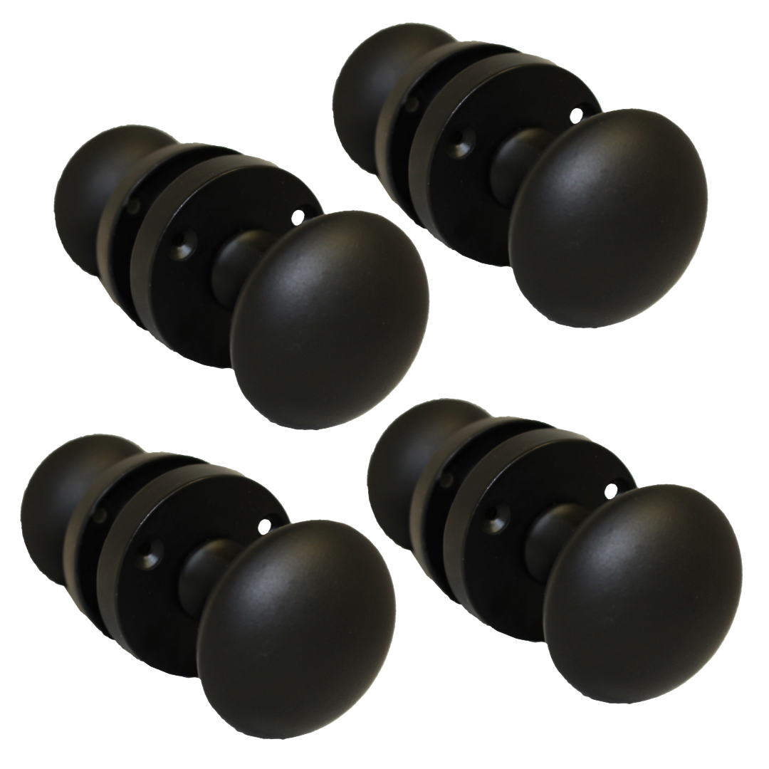 Modern Matt Black Round Rose Door Knobs Sleek & Stylish Internal Handles 4 Pairs