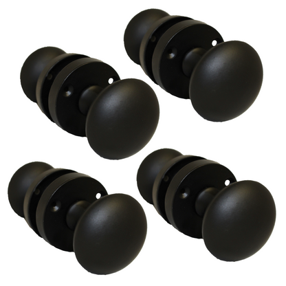 Modern Matt Black Round Rose Door Knobs Sleek & Stylish Internal Handles 4 Pairs