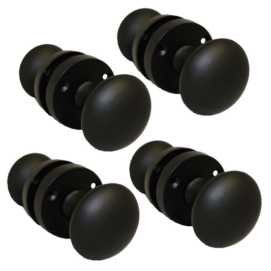 Modern Matt Black Round Rose Door Knobs Sleek & Stylish Internal Handles 4 Pairs