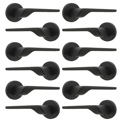 Modern Matt Black Door Handles Internal - Uno-2 Lever Latch On Rose