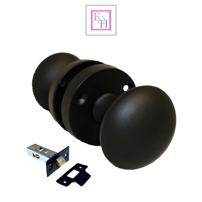 Modern Matt Black Round Rose Door Knobs Sleek & Stylish Internal Handles 4 Pairs