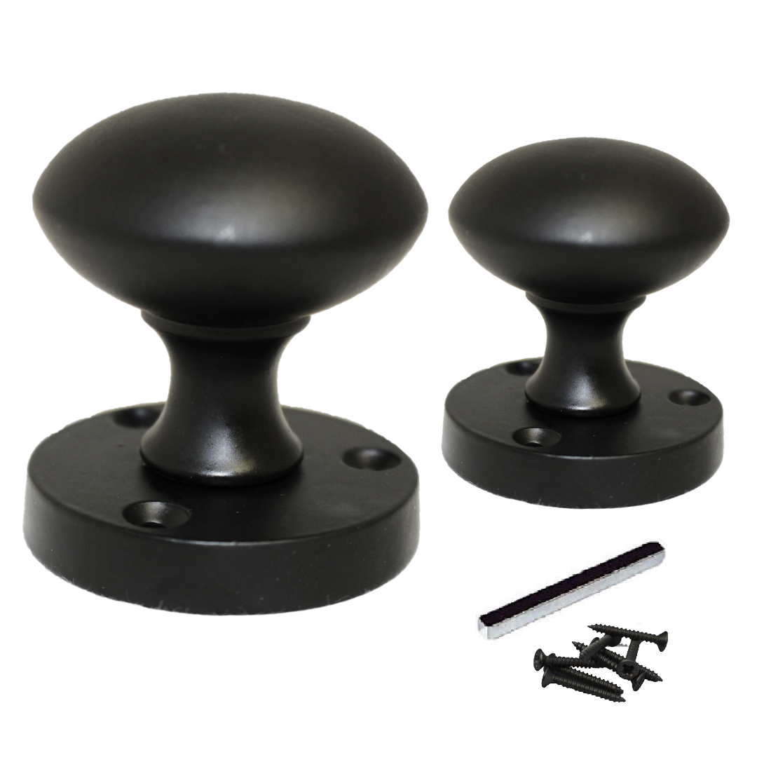 Modern Matt Black Round Rose Door Knobs Sleek & Stylish Internal Handles 1 Pair