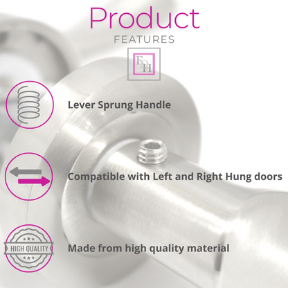 Satin Nickel Twist Door Handles + Latches Set Internal Lever on Rose 1 Pair
