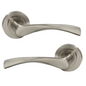 Satin Nickel Twist Door Handles + Latches Set Internal Lever on Rose 1 Pair
