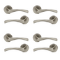Satin Nickel Twist Door Internal Handle Set  Lever on Rose 4 Pairs