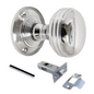Polished Chrome Reeded Door Knobs + Latch Set Sprung Handles 1 Pair
