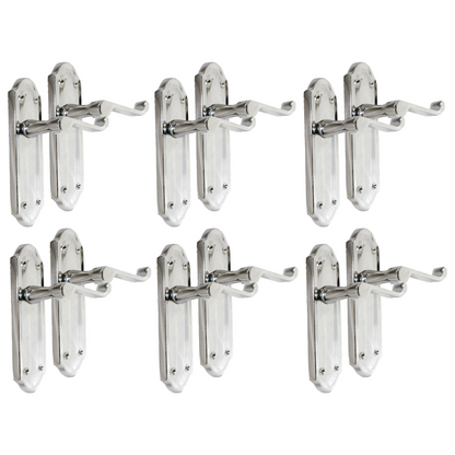 Chrome Plated Internal Door Handles Ashford Style Lever Latch Handles, 6 Pairs