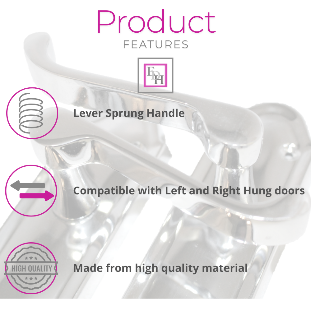 Chrome Plated Internal Door Handles Ashford Style Lever Latch Pair of Handles