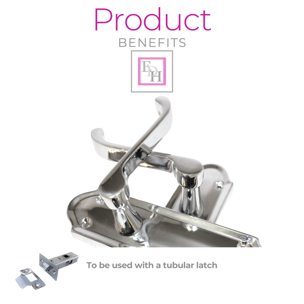 Chrome Plated Internal Door Handles Ashford Style Lever Latch Pair of Handles