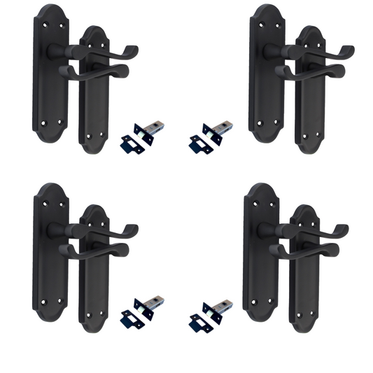 Matt Black Internal Door Handles Ashford Style Lever Latch Handles and Latch x1