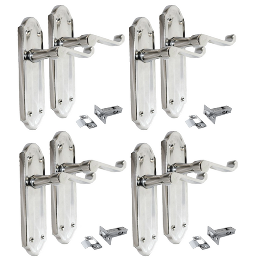 Chrome Plated Internal Door Handles Ashford Style Lever Latch + Tubular Latch