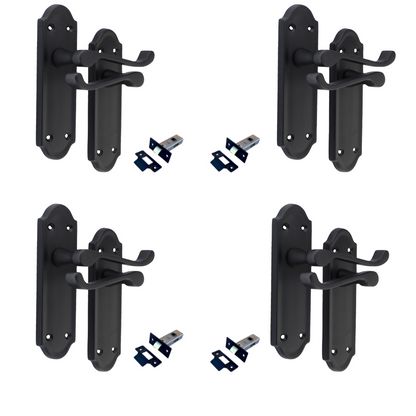 Matt Black Internal Door Handles Ashford Style Lever Latch Handles and Latch