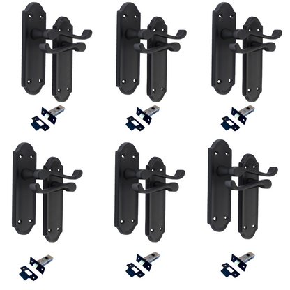 Matt Black Internal Door Handles Ashford Style Lever Latch Handles and Latch
