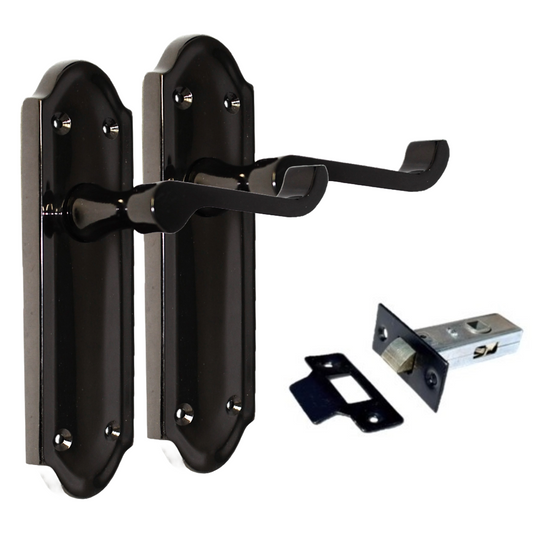 Black Nickel Internal Door Handles Ashford Style Lever Latch + Tubular Latch Set