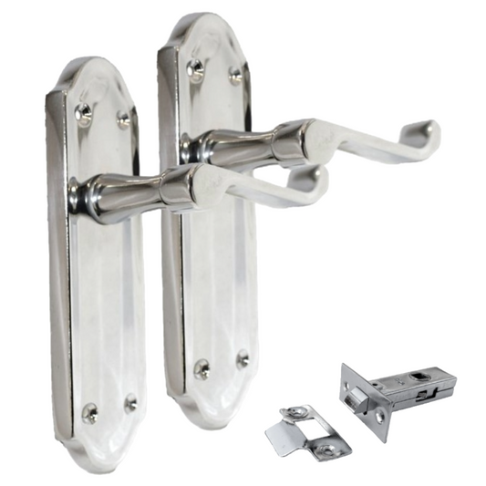 Chrome Plated Internal Door Handles Ashford Style Lever Latch + Tubular Latch