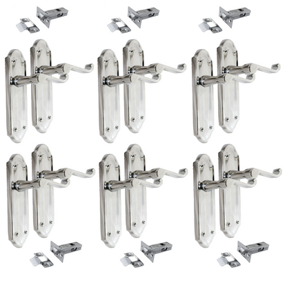 Chrome Plated Internal Door Handles Ashford Style Lever Latch + Tubular Latch