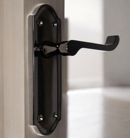 Black Nickel Internal Door Handles Ashford Style Lever Latch + Tubular Latch Set