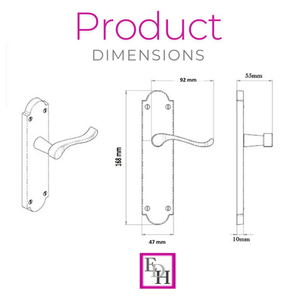 Black Nickel Internal Door Handles Ashford Style Lever Latch + Tubular Latch Set