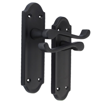 Matt Black Internal Door Handles Ashford Style Lever Latch Handles, 6 Pairs