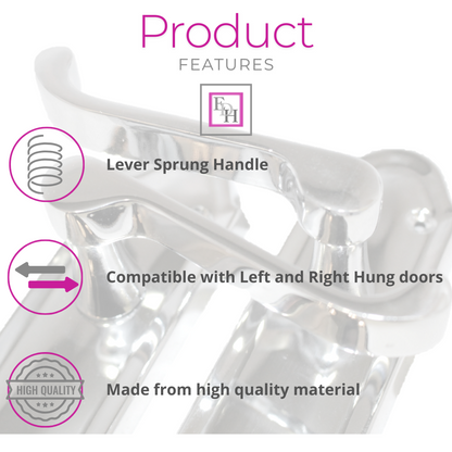 Chrome Plated Internal Door Handles Ashford Style Lever Latch + Tubular Latch