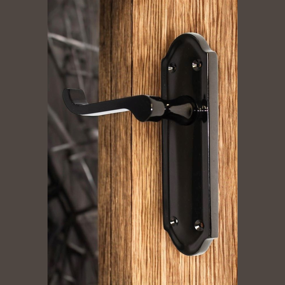 Black Nickel Internal Door Handles Ashford Style Lever Latch + Tubular Latch Set