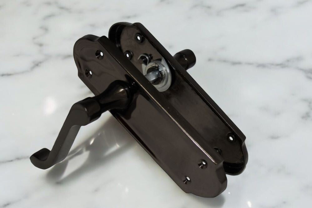 Black Nickel Internal Door Handles Ashford Style Lever Latch + Tubular Latch Set