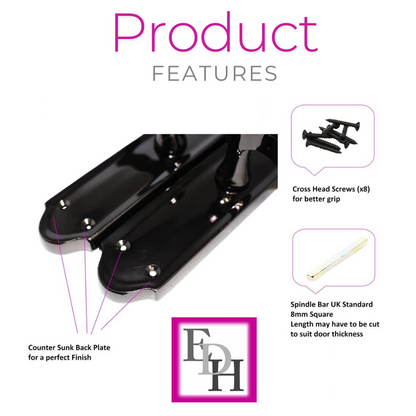 Black Nickel Internal Door Handles Ashford Style Lever Latch – Epsom Pair Set