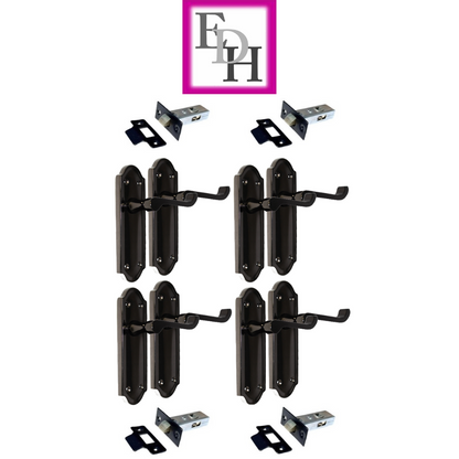 Black Nickel Internal Door Handles Ashford Style Lever Latch + Tubular Latch Set