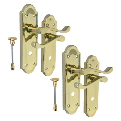 Brass Door Handles - Askworth Internal Door Handles with Bathroom Sash Lock