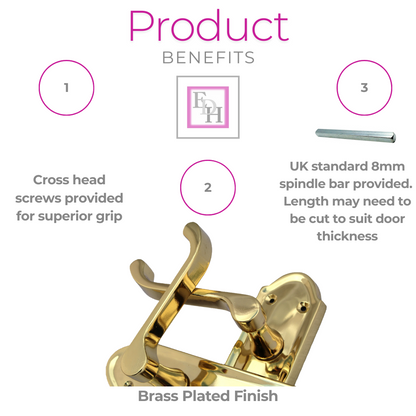 Brass Door Handles - Askworth Internal Door Handles with Bathroom Sash Lock