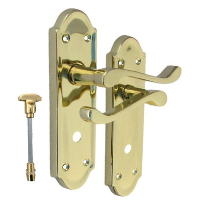 Brass Door Handles - Askworth Internal Door Handles with Bathroom Sash Lock