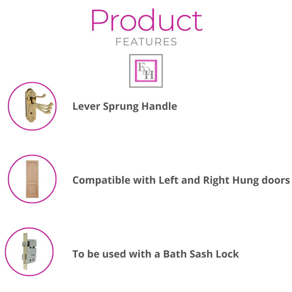 Brass Door Handles - Askworth Internal Door Handles with Bathroom Sash Lock