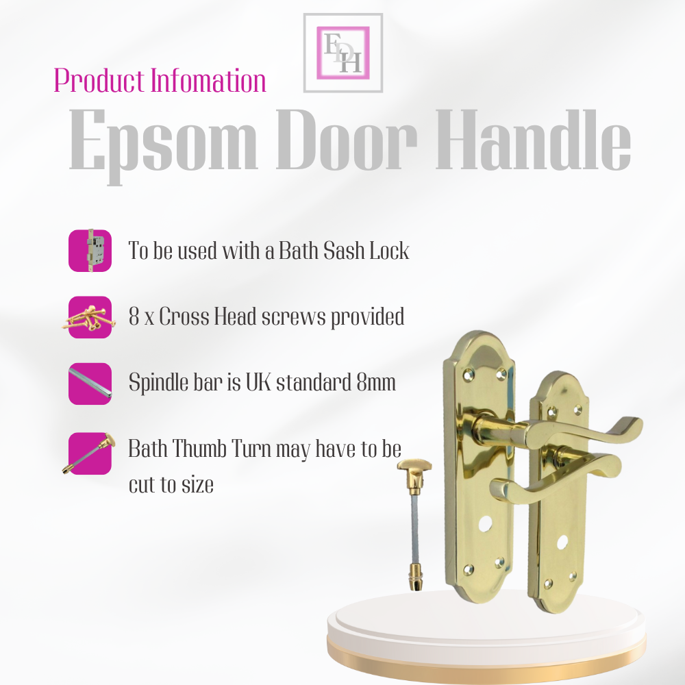 Brass Door Handles - Askworth Internal Door Handles with Bathroom Sash Lock