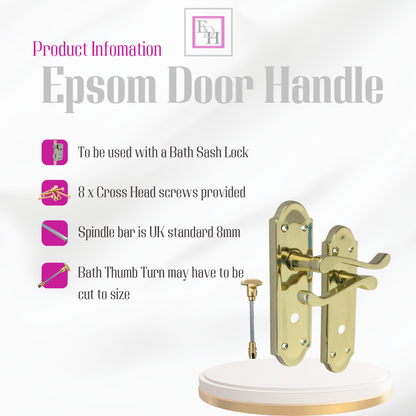 Brass Door Handles - Askworth Internal Door Handles with Bathroom Sash Lock