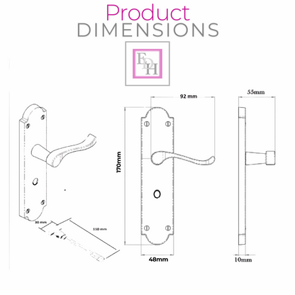 Brass Door Handles - Askworth Internal Door Handles with Bathroom Sash Lock