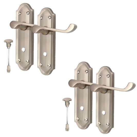 Satin Nickel Door Handles - Askworth Internal Door Handles Set for Internal Door