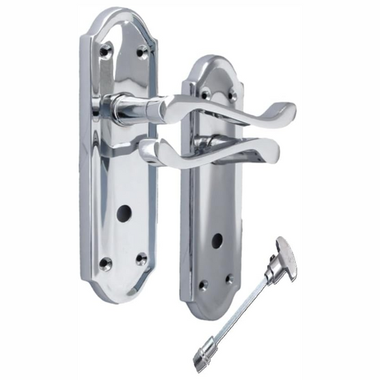 Chrome Door Handles - Askworth Internal Door Handles with Bathroom Sash
