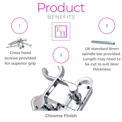 Chrome Door Handles - Askworth Internal Door Handles with Bathroom Sash