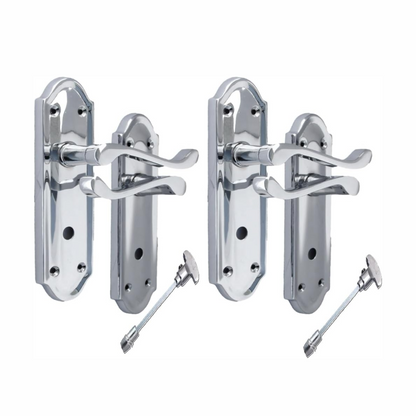 Chrome Door Handles - Askworth Internal Door Handles with Bathroom Sash